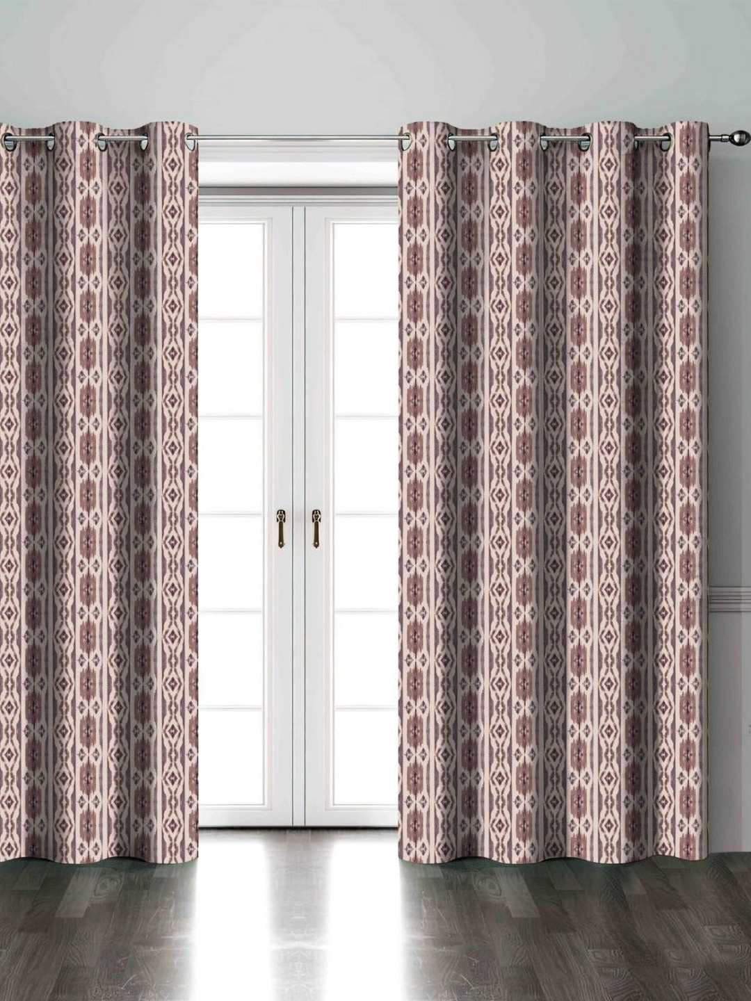 Aura Rose Gold & Cream-Coloured Set of 2 Black Out Door Curtain