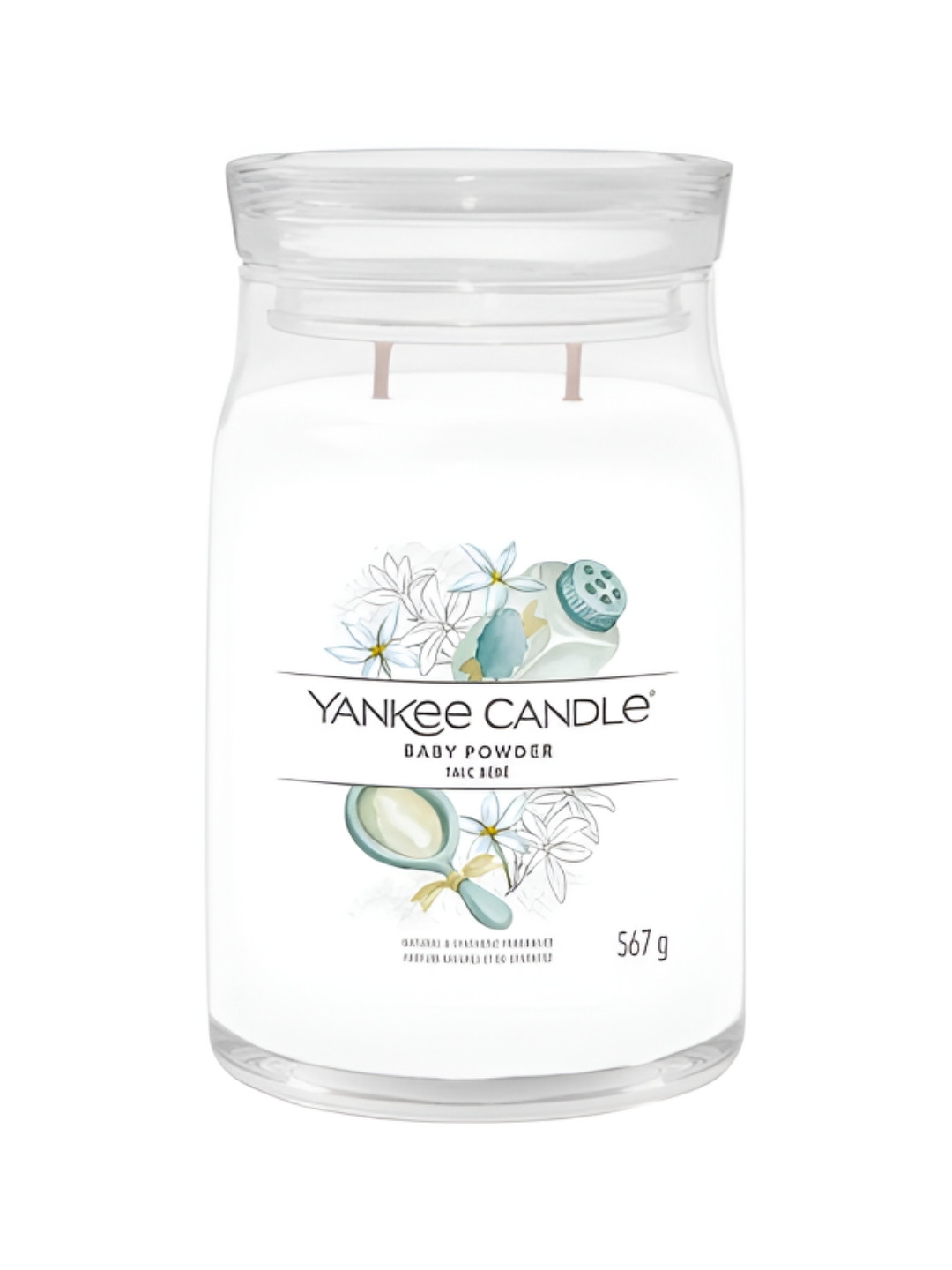 YANKEE CANDLE Baby Powder Scented 2 Wick Baby Powder Solid Geometric Regular Jar Candles