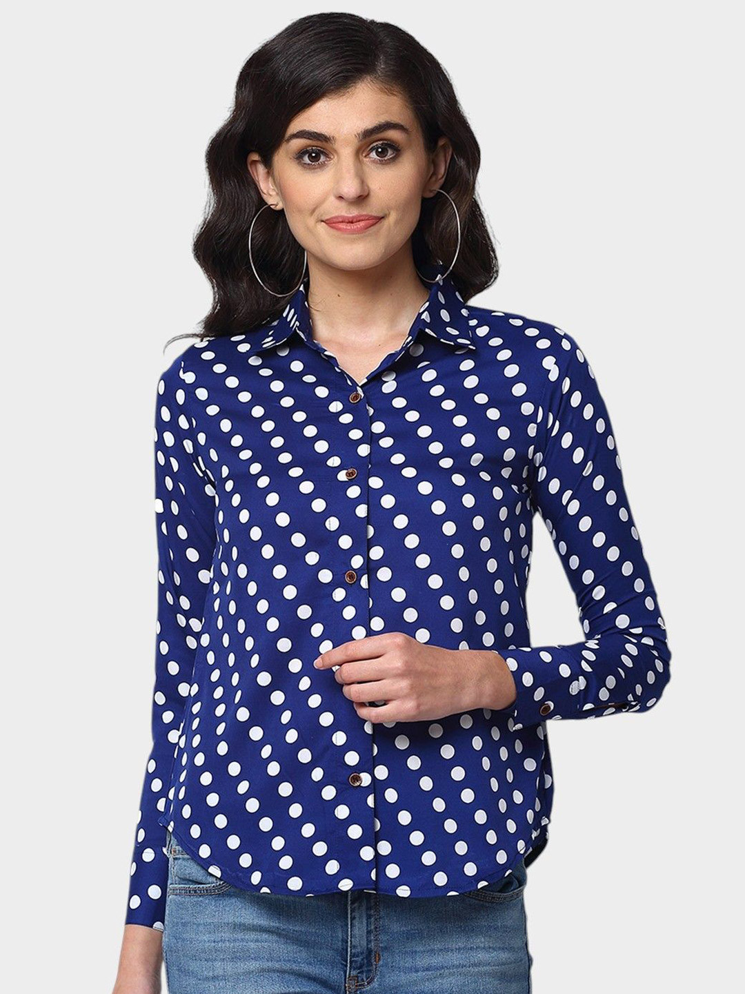 CORSICA Women's Classic Polka Dot Printed Casual Shirt
