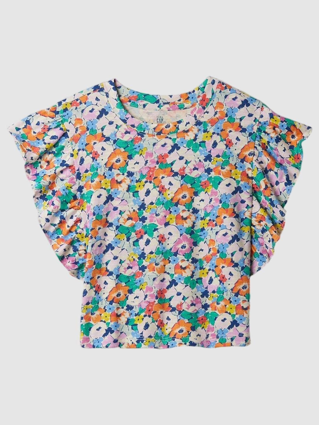 GAP Girls All Over Floral Printed Ruffle Sleeves Top