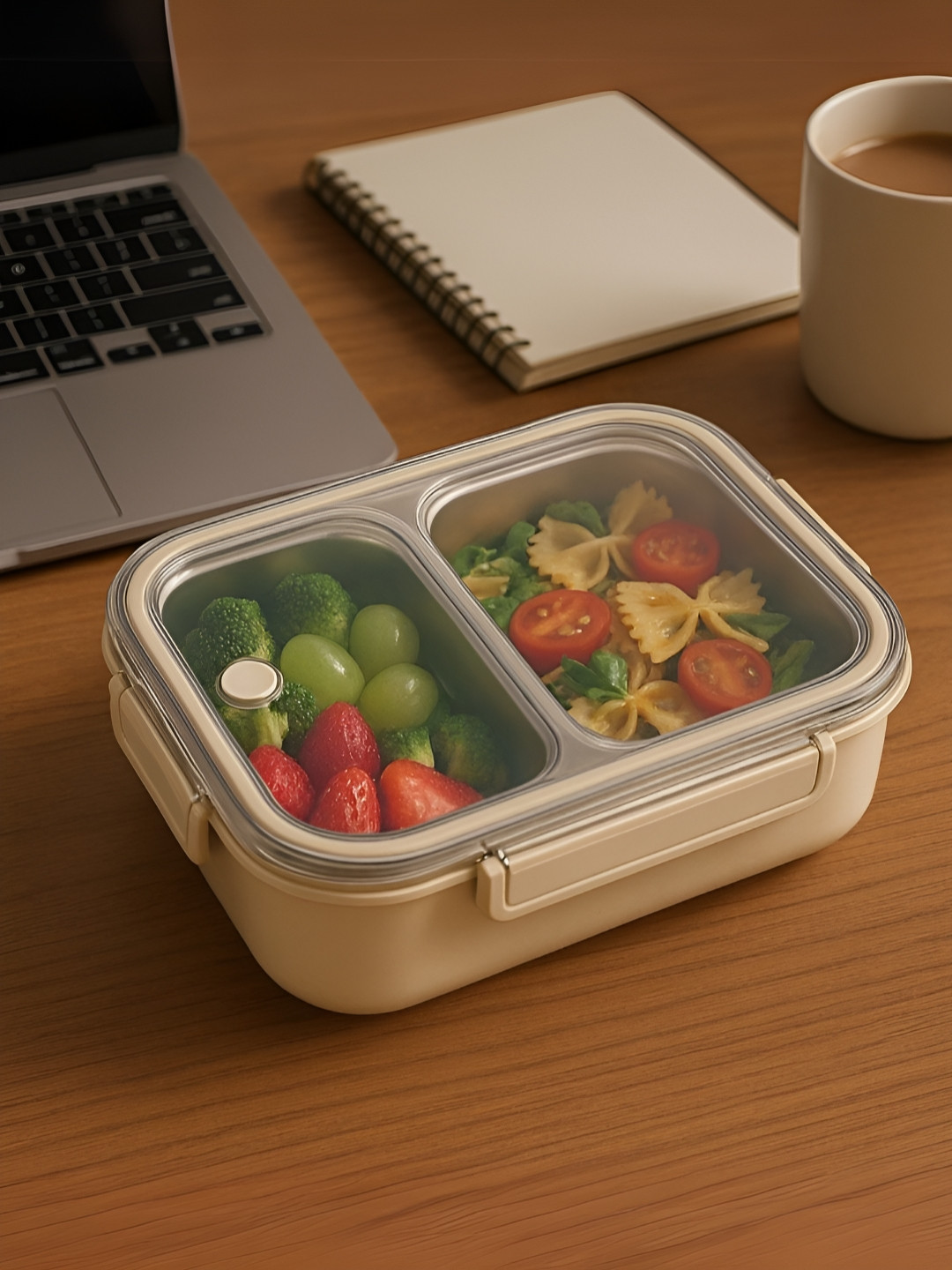 Myntra Elegant Homes Beige Stainless Steel Leak Proof Dishwasher Safe Lunch Box