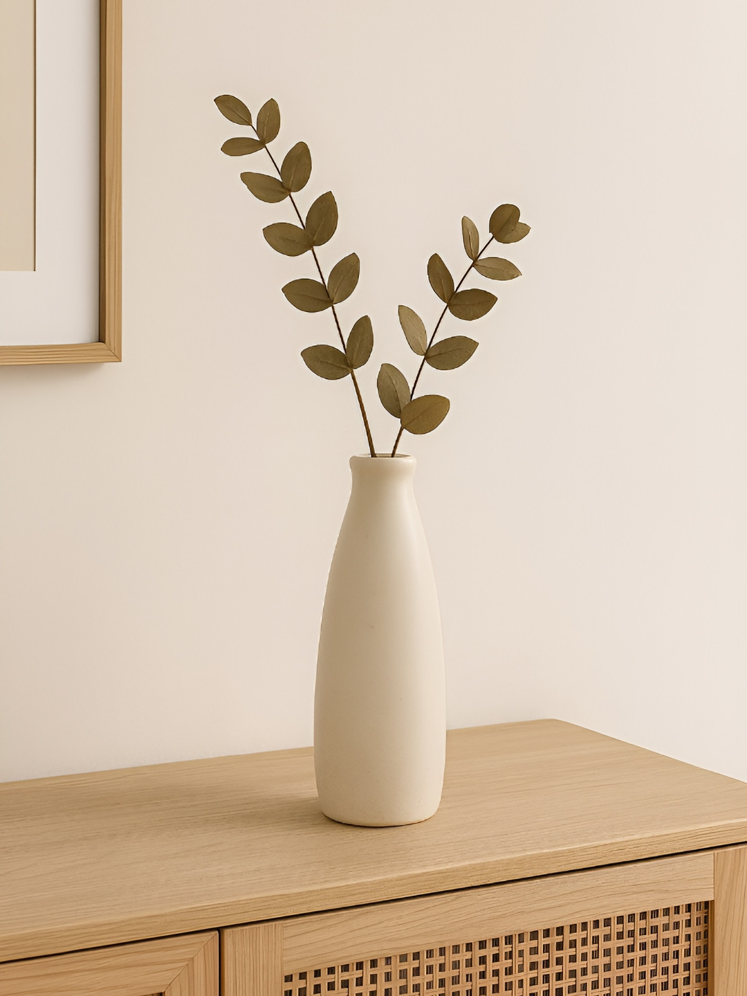 GLOBALLY INDIAN  Tri Geometry Cream-Coloured Ceramic Jar Vase