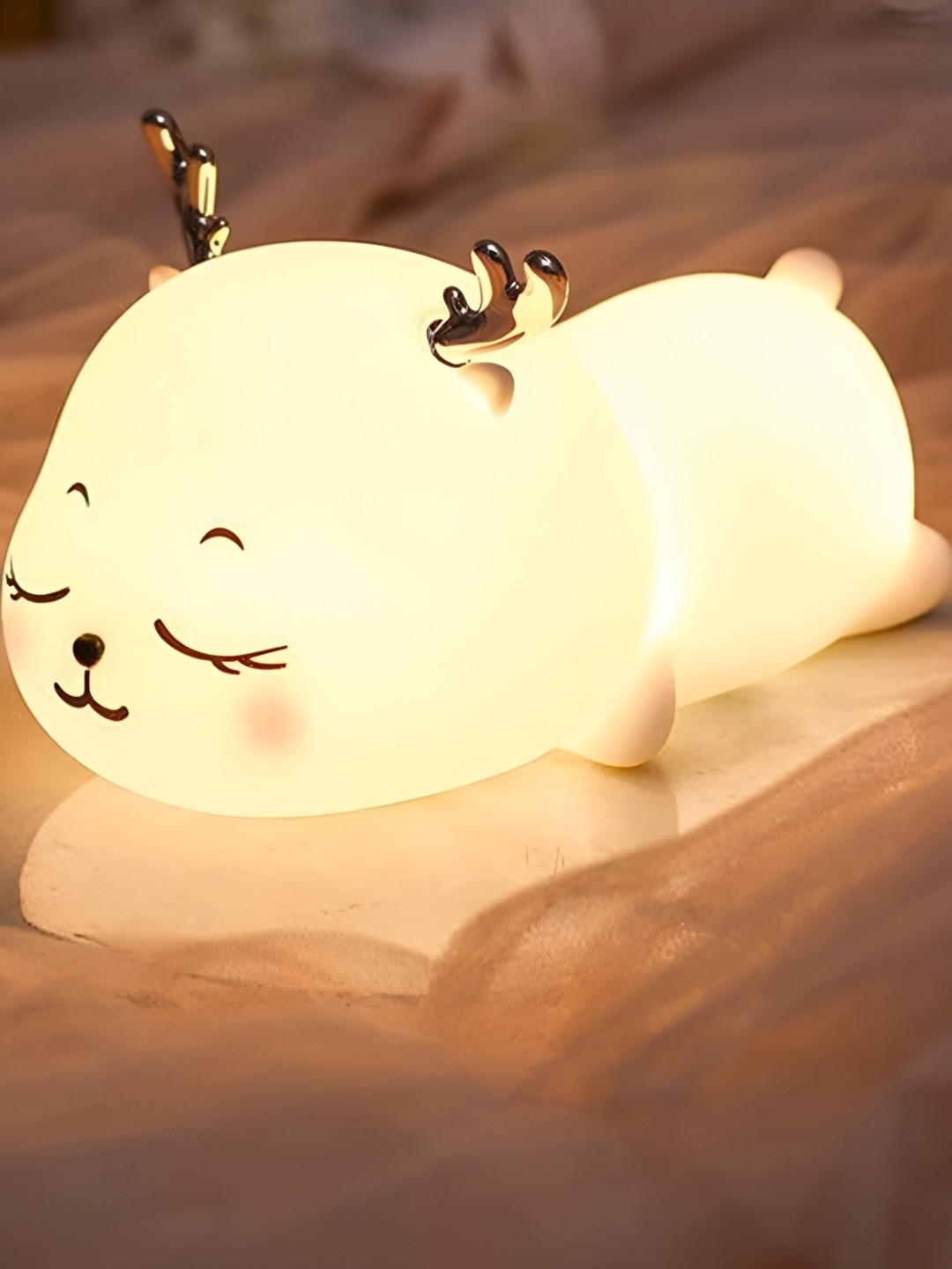 DWIZA ENTERPRISE White & Black Silicone Cute Deer Shaped Table Lamp