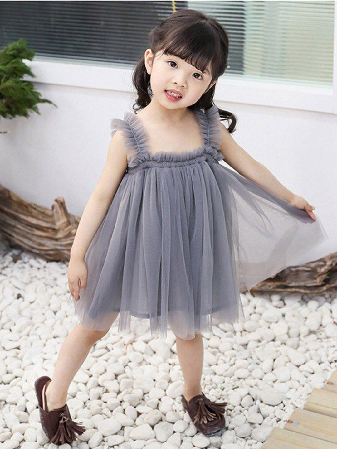 TRIVA Girls Net Frills Detail A-Line Dress