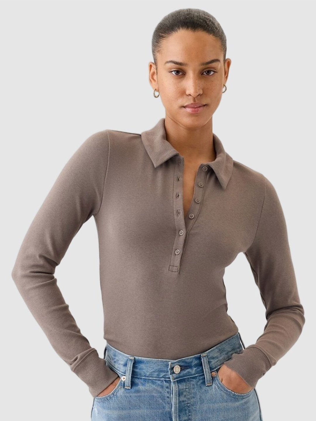 GAP Women Solid Shirt Collar Slim Fit Polo T-Shirt
