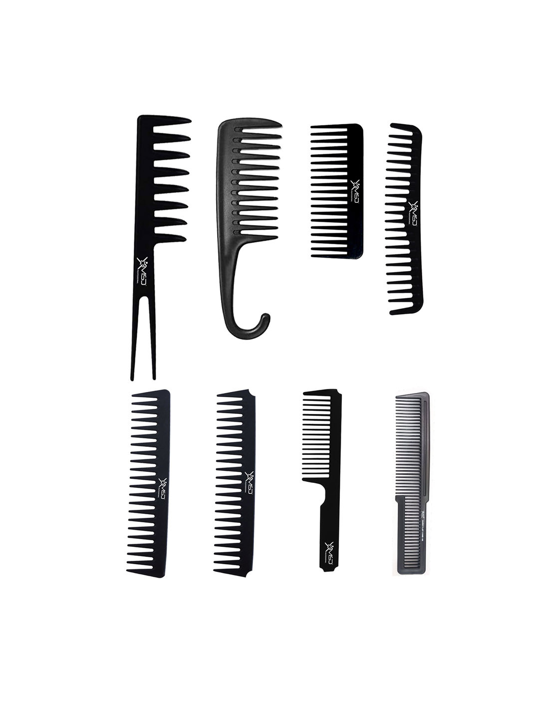 XMSD Set Of 8 Premium Hair Styling Comb- Black