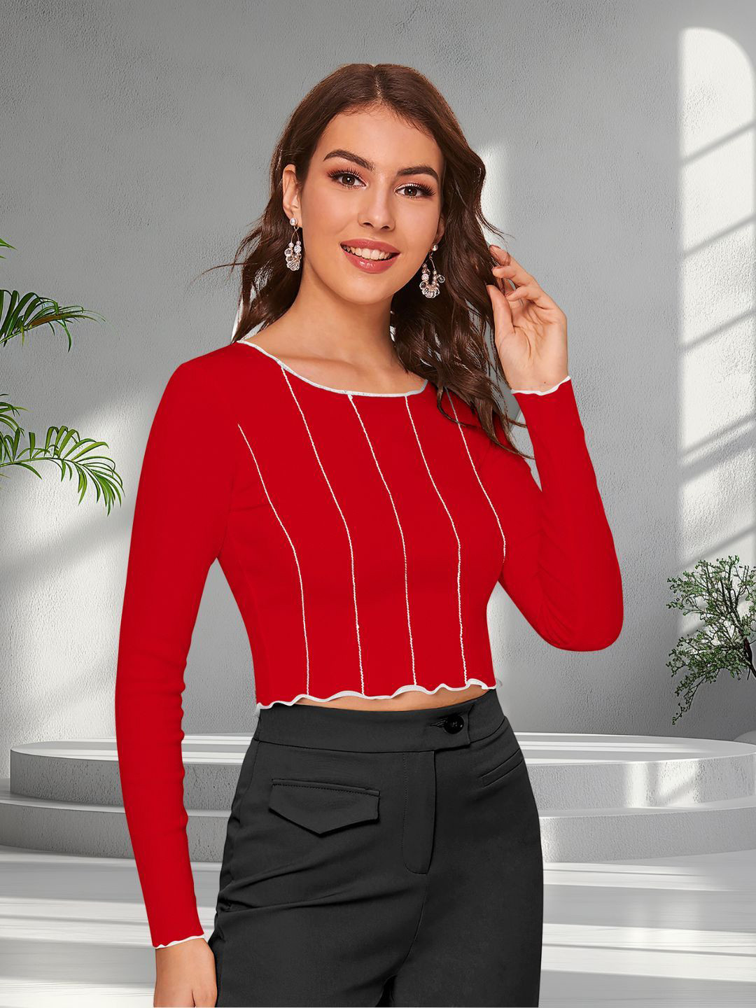 DressBerry Striped Indigo Crop Top