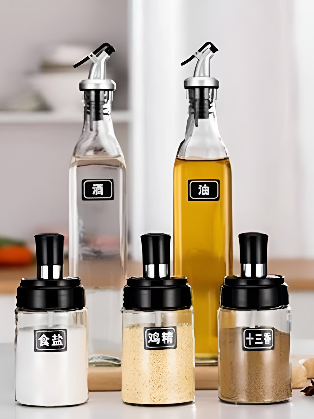 upkaranwale 5 Piece White Leak-Proof Eco-Friendly Oil Dispensers