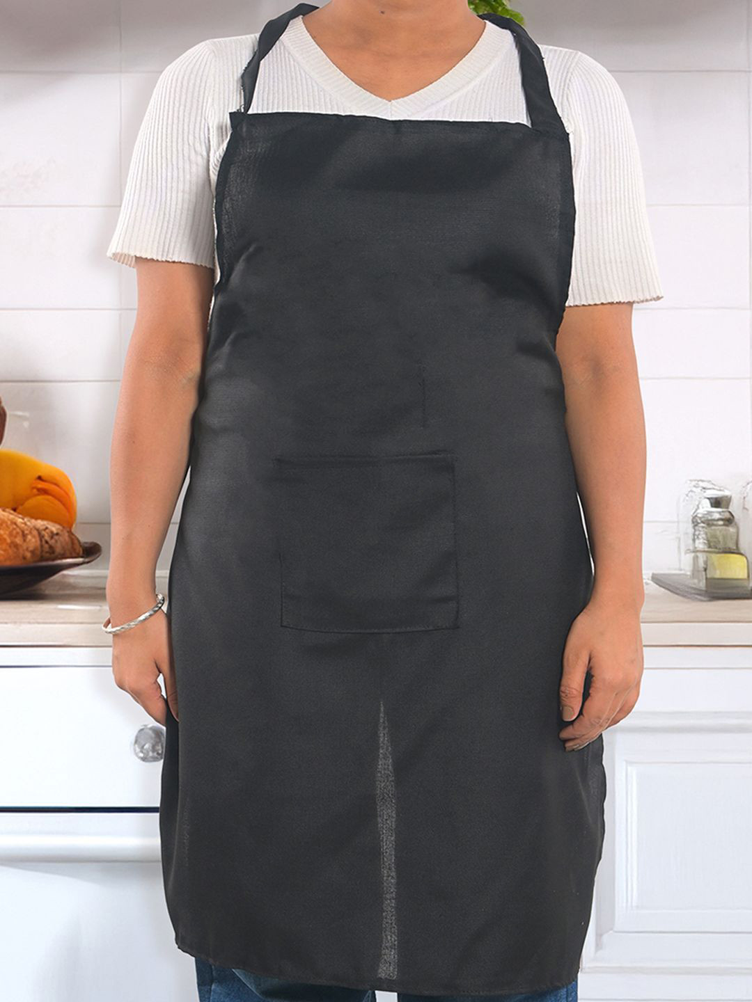 Kuber Industries Black Waterproof Apron With Center Pocket