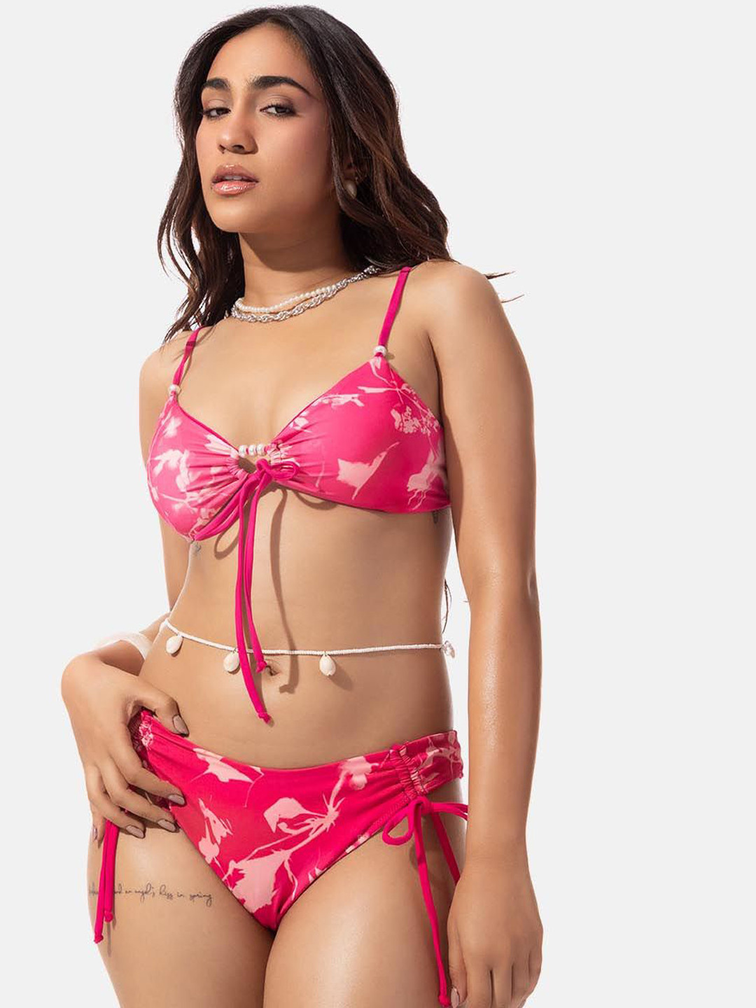 Lemonlords Printed Front Tie Bikini Top