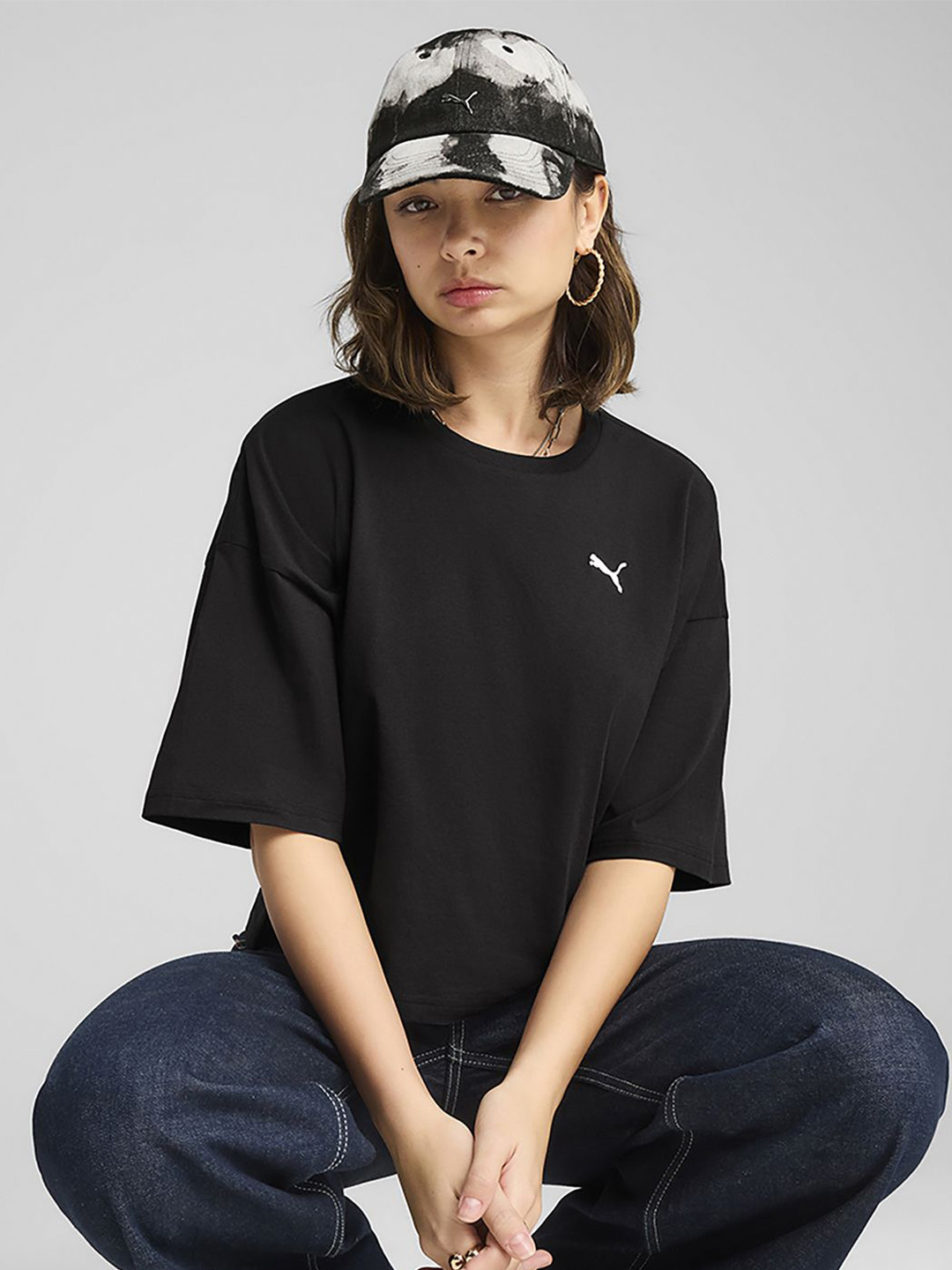 Puma WARDROBE Essentials Cotton Oversized Short T-Shirt