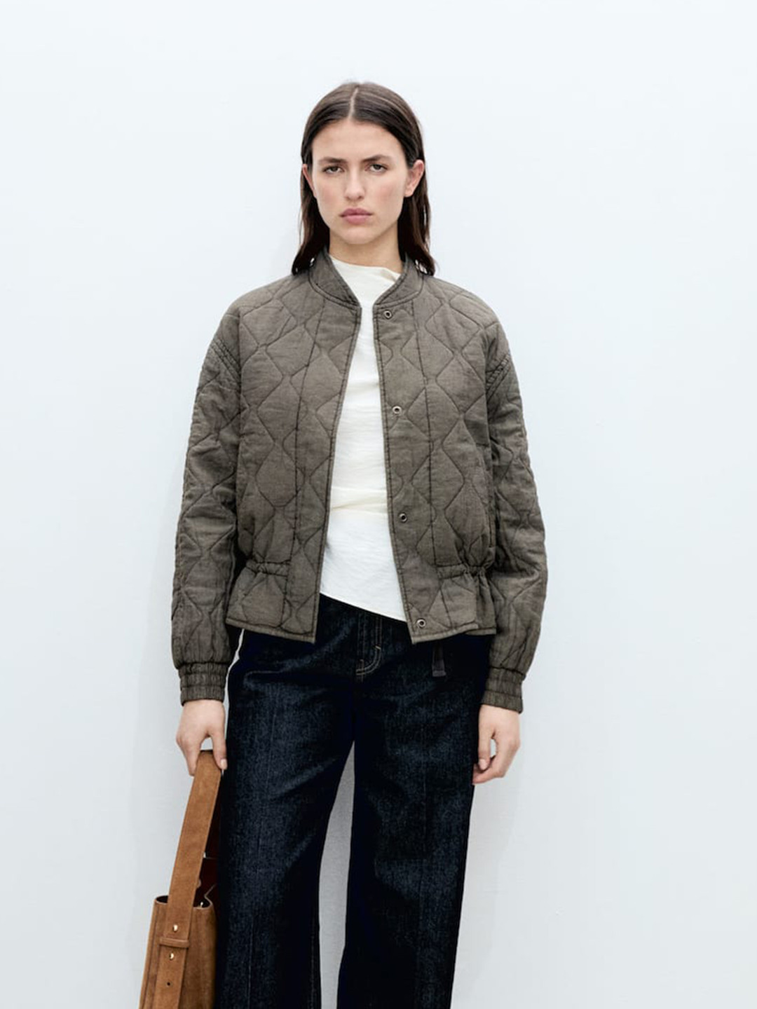 MANGO Stand Collar Quilted Jacket