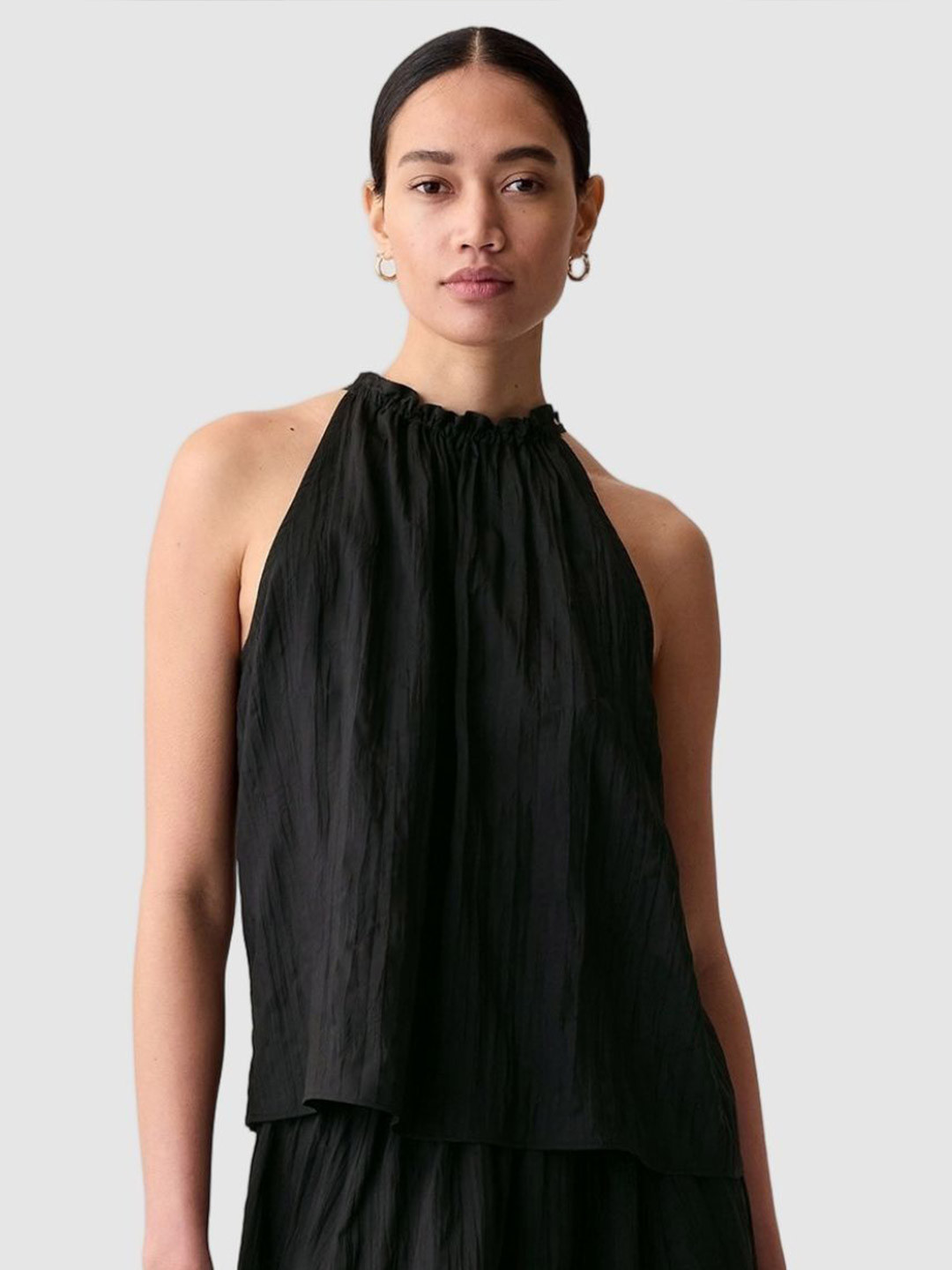 GAP Crinkle Women Halter Neck Gathered or Pleated Regular Top