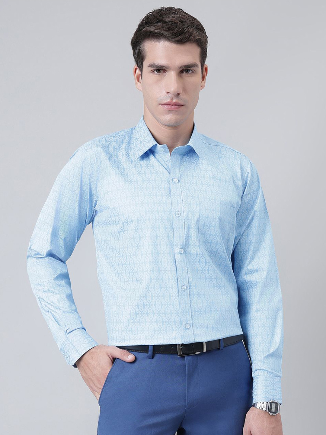 ACCOX Comfort Geometric Printed Cotton Formal Shirt