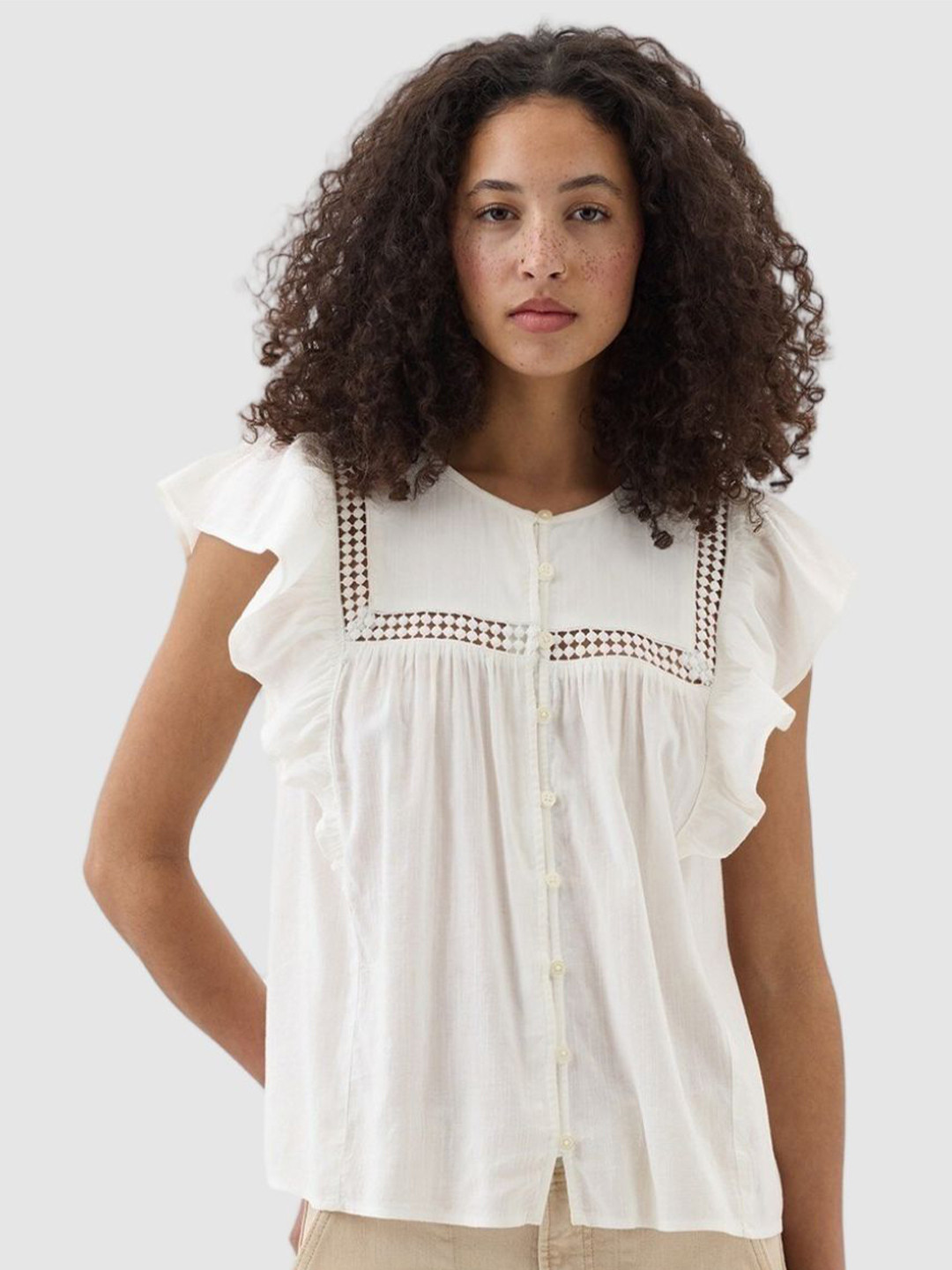 GAP Women Flutter Sleeves Button-Down Top