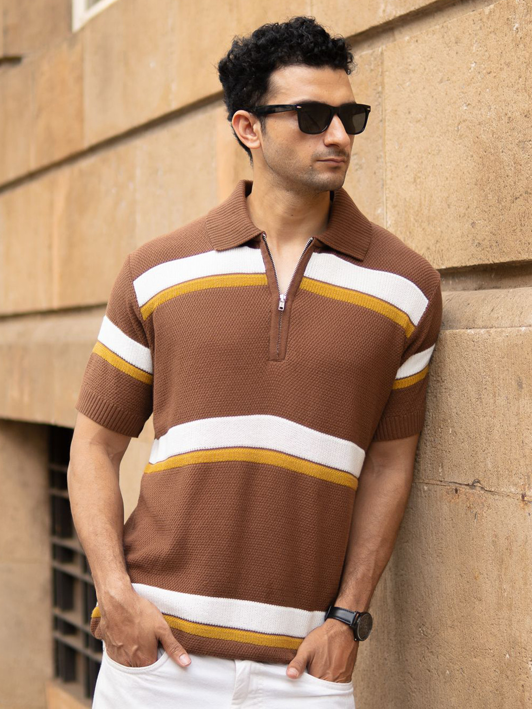 Powerlook SS25 Striped Polo Collar Pure Cotton T-shirt
