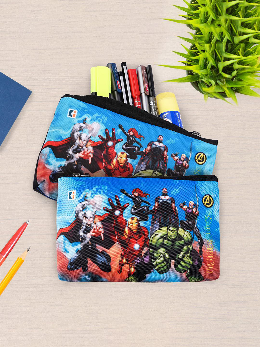Kuber Industries 2 Pieces Team Avenger Printed Pen Cases Stationery