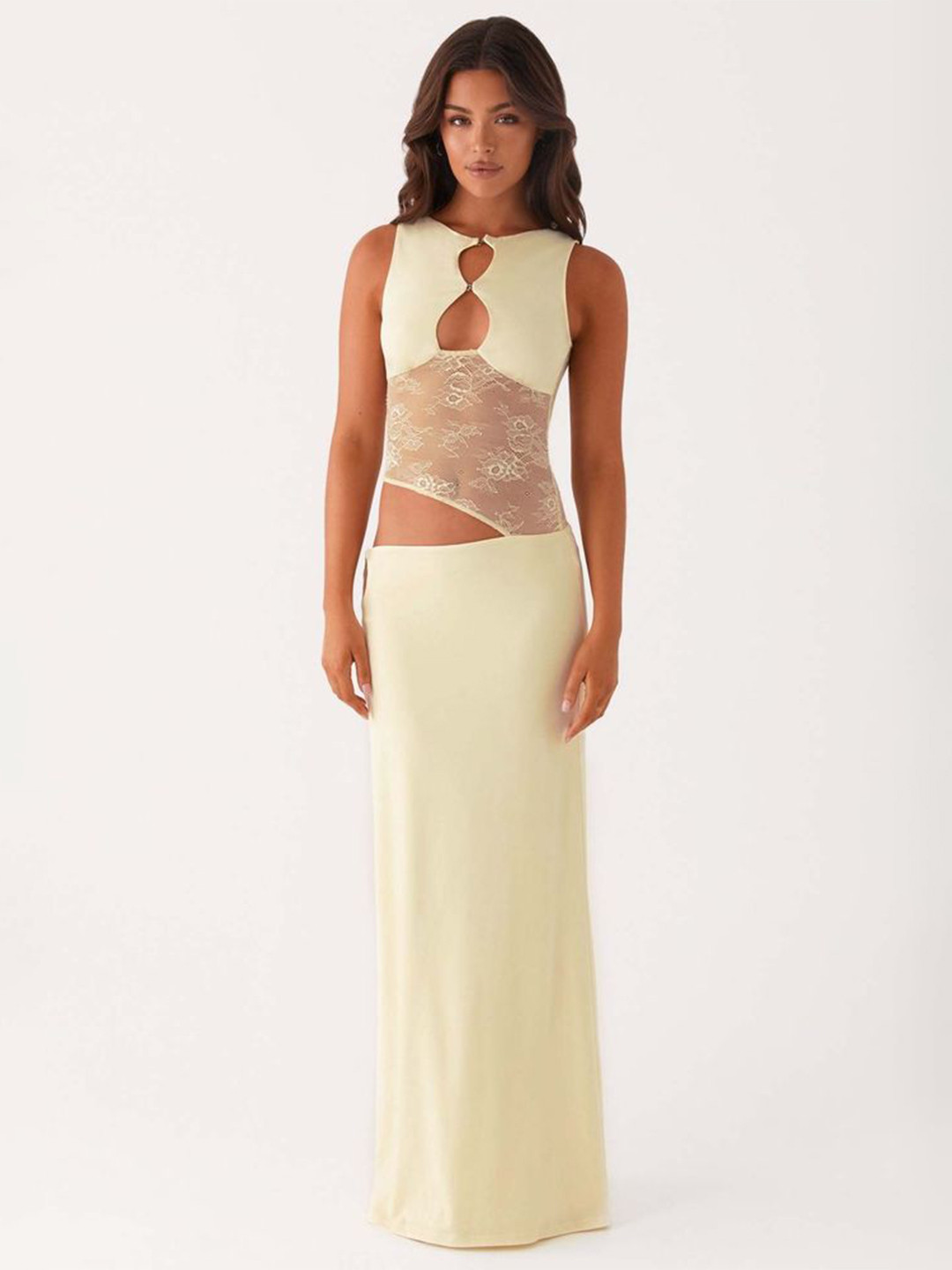 LULU & SKY Women Self Design Maxi Backless Dress