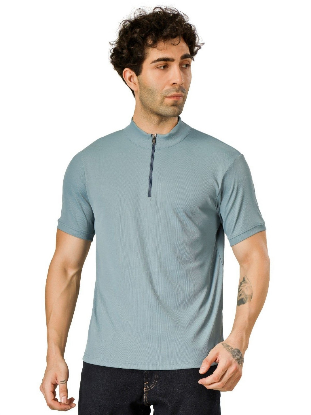 BLUEFICUS High Neck Short Sleeves T-shirt