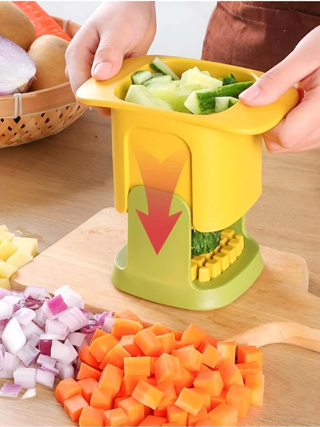 upkaranwale Yellow Vegetable Dicing & Slitting Chopper