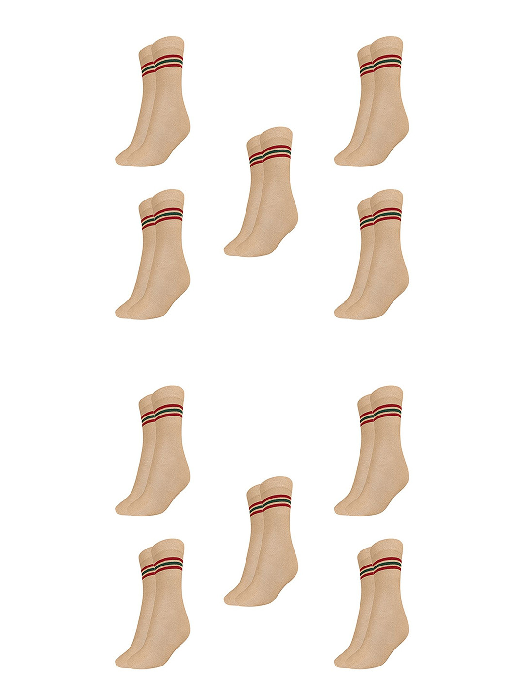 MUKHAKSH Boys Pack Of 10 Striped DAV Calf Length Socks