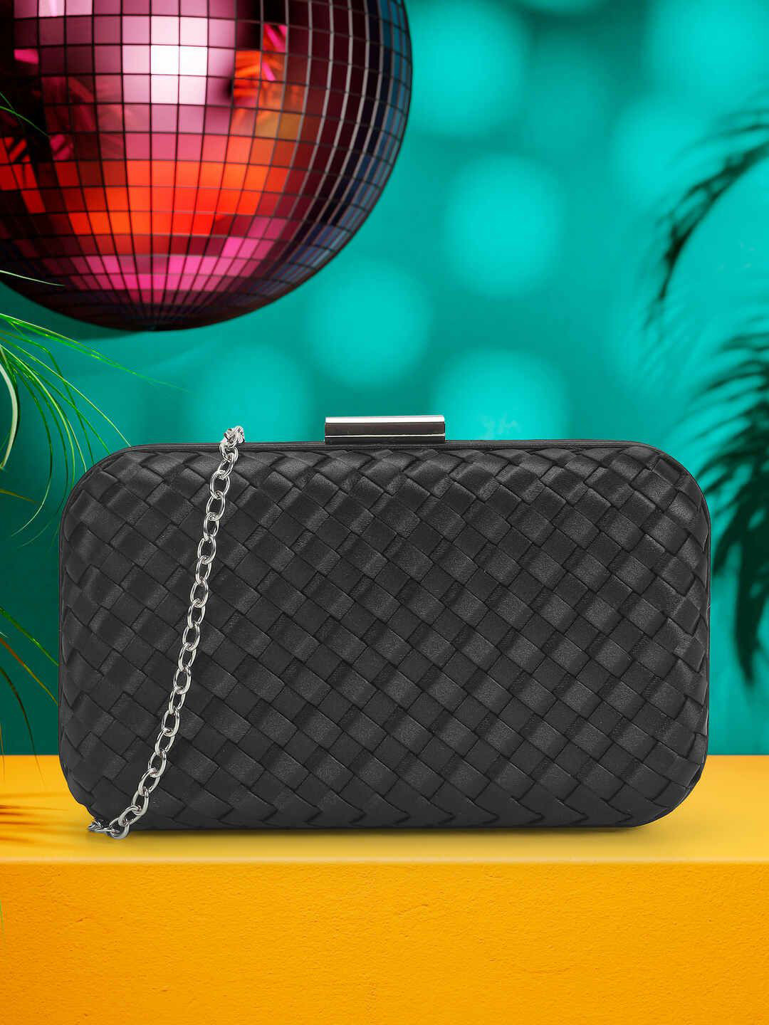 Mochi Shoulder Strap Twist Closure Textured Box Clutch