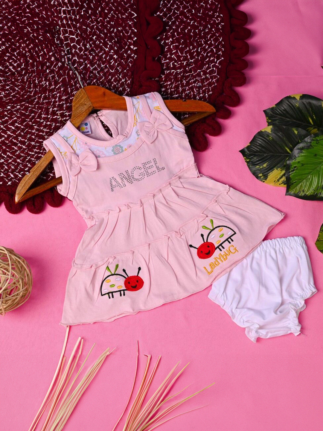 ER LIFE Style Girls Embroidered Cotton Fit & Flare Dress