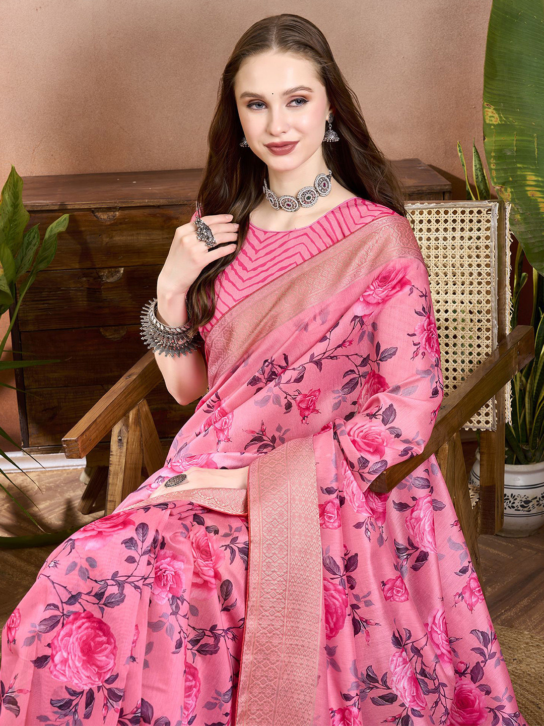 Sangria Mysore Silk Pure Cotton Saree With Blouse Piece