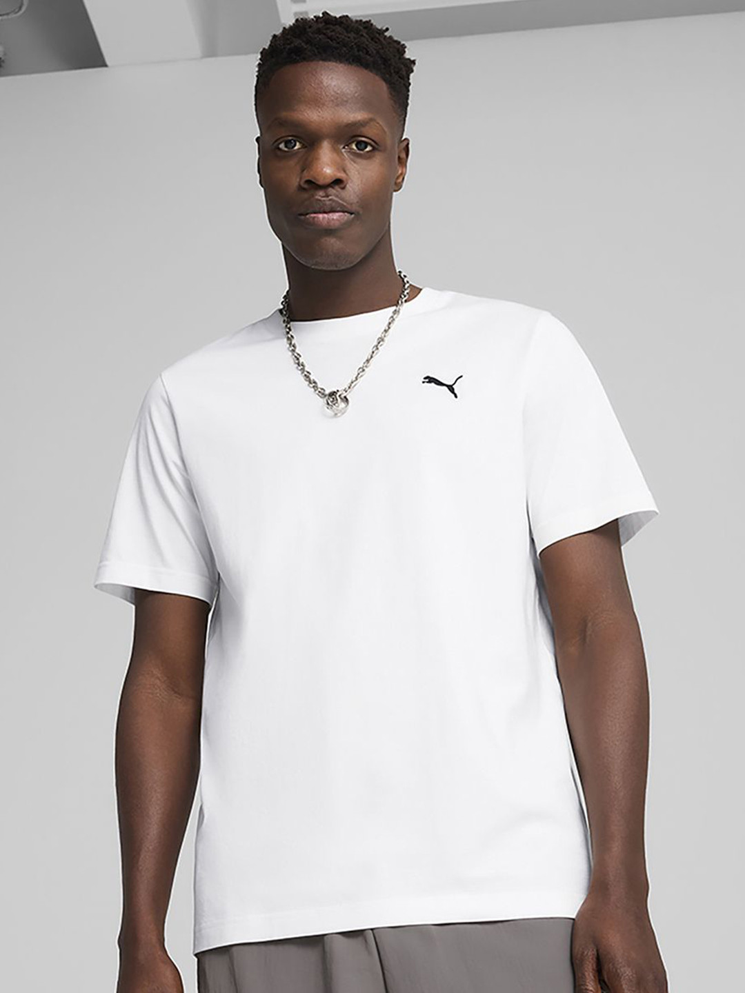 Puma Wardrobe Essentials Brand Logo Printed Pure Cotton T-Shirt