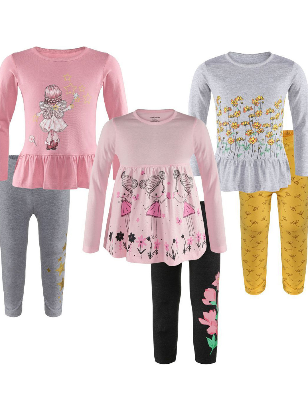 TotzTouch Girls Floral Printed Cotton Night suit