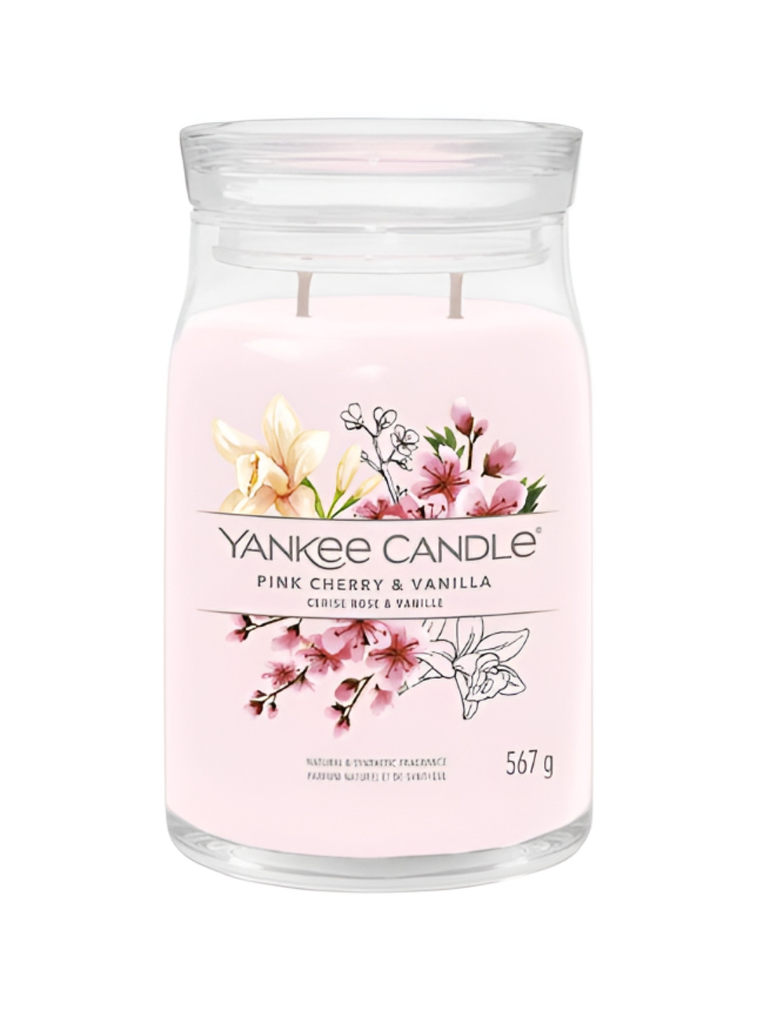 YANKEE CANDLE Cherry 2 Wick Pink Cherry & Vanilla Solid Geometric Regular Jar Candles