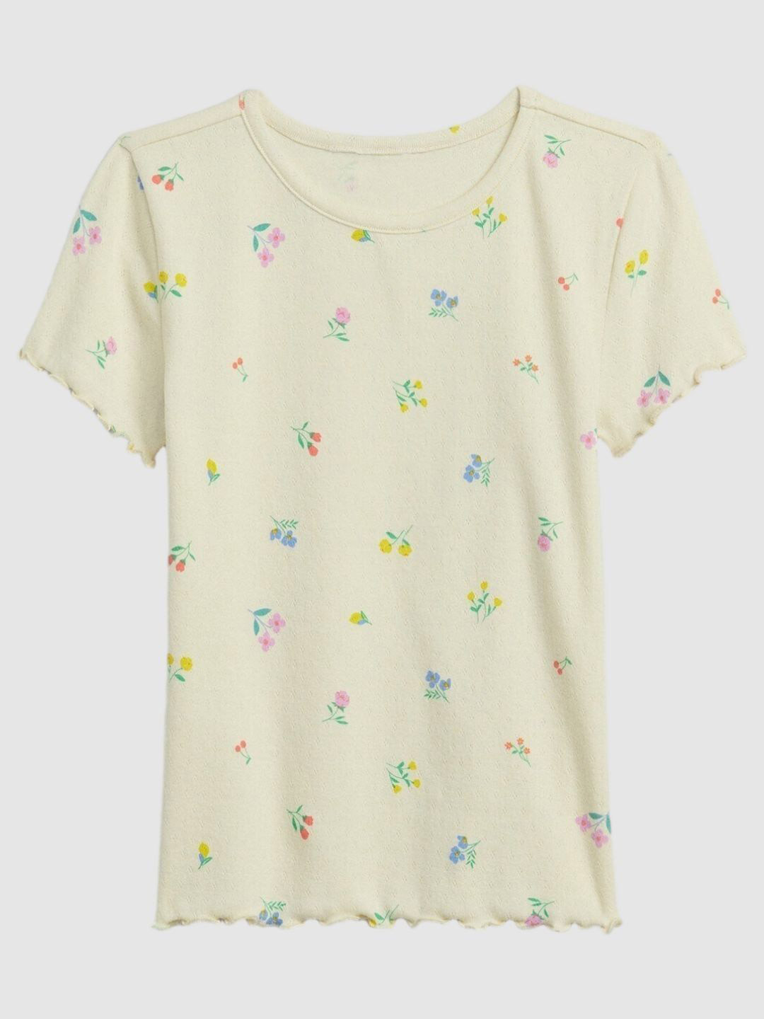 GAP Girls Floral Printed Round Neck Slim Fit Top