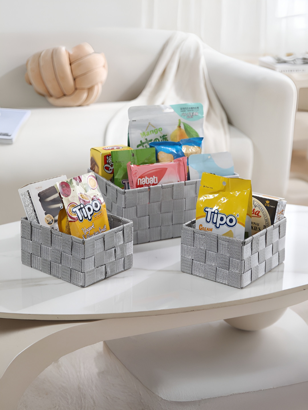 HOKIPO Grey 3 Pieces Desk Organisers