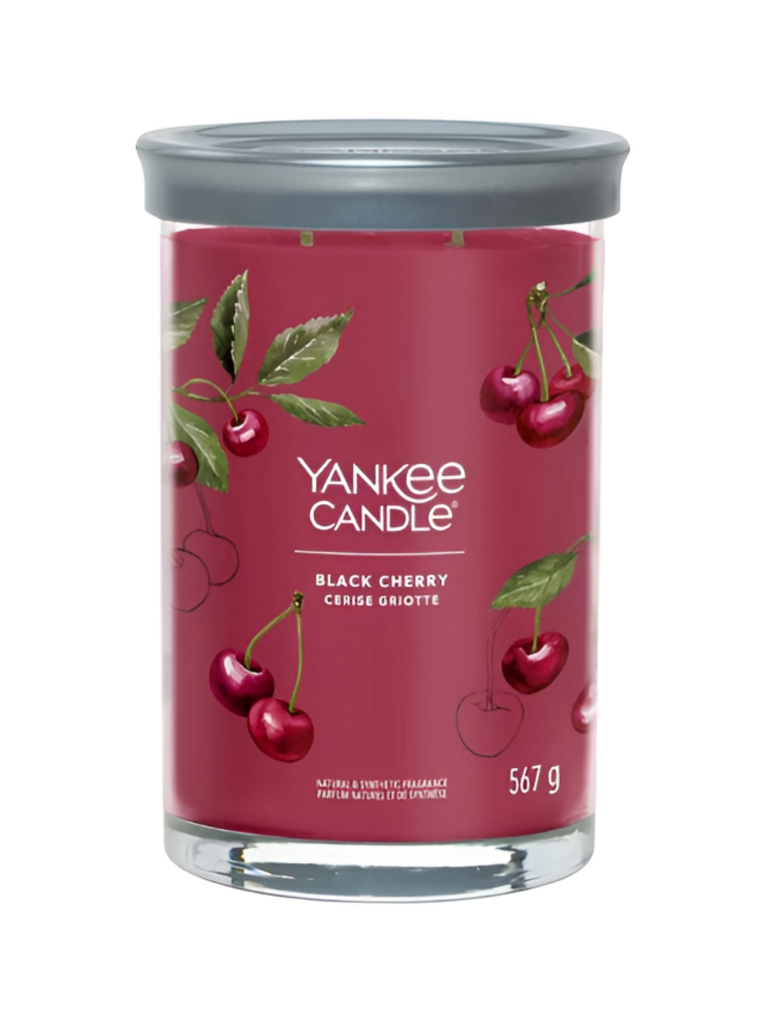YANKEE CANDLE Cherry Scented 2 Wick Black Cherry Solid Geometric Regular Jar Candles