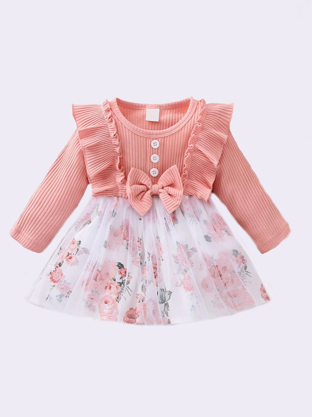 kids fashion hub Floral Print Scuba Fit & Flare Dress