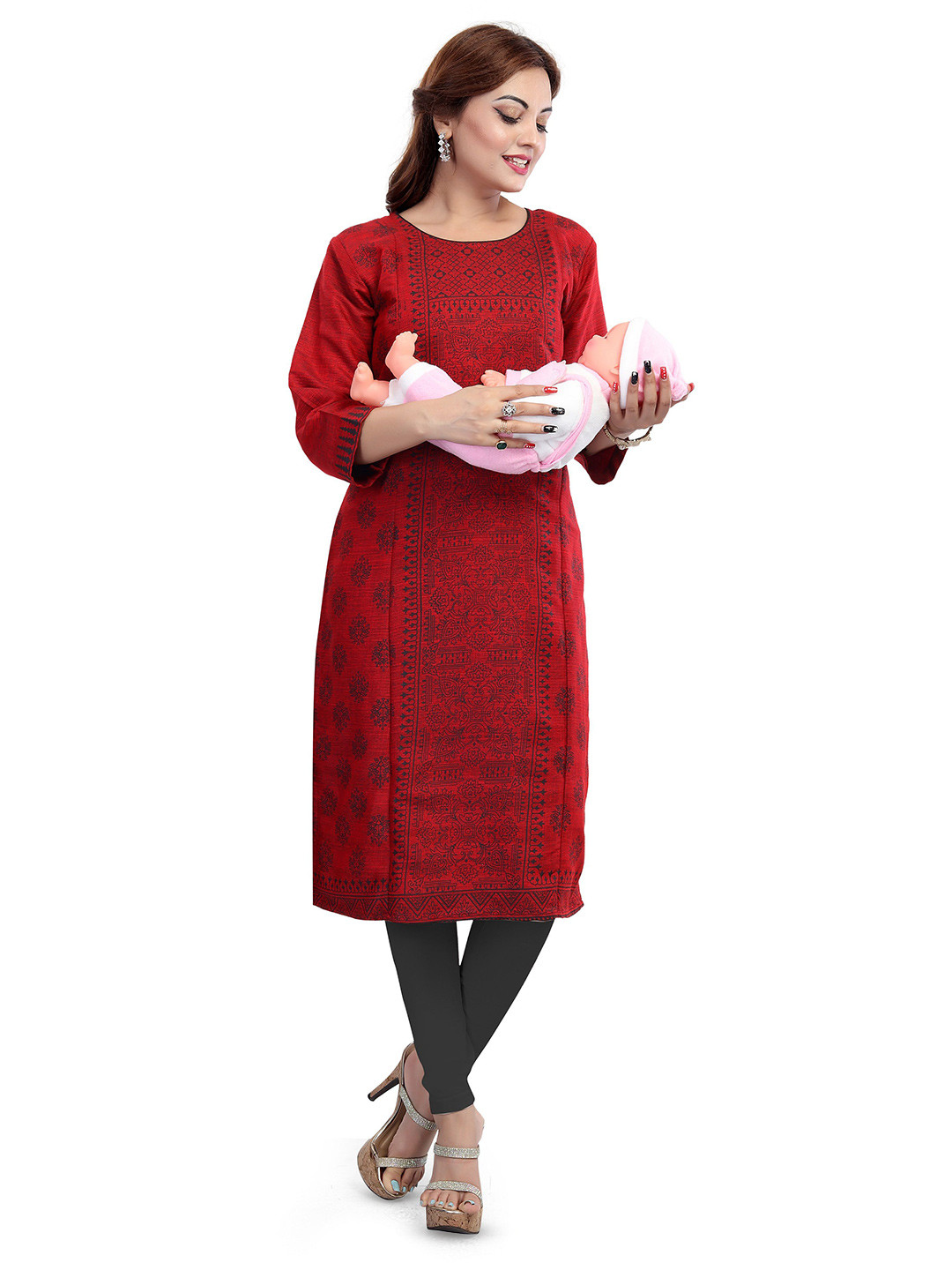 B2F Manufacturing & Designing Kurti Women Maternity Ethnic Motifs Printed A-Line Kurti
