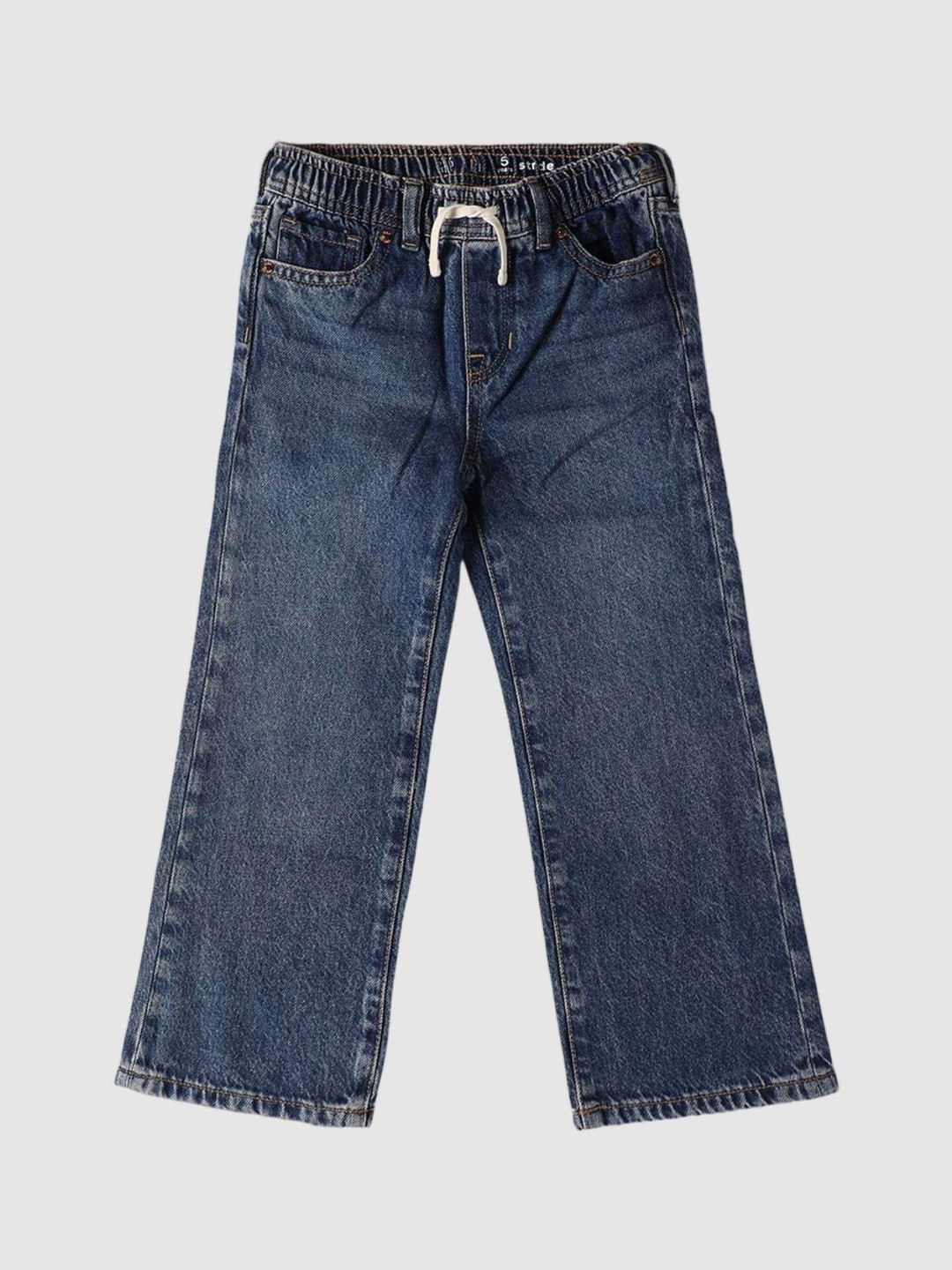 GAP Girls High-Rise Light Fade Stride Wide Heart Knee Jeans