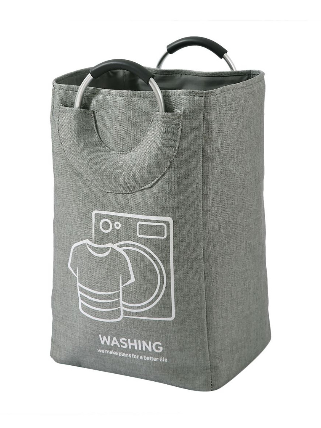 HOKIPO Grey & White Folding & Collapsible Storage Basket