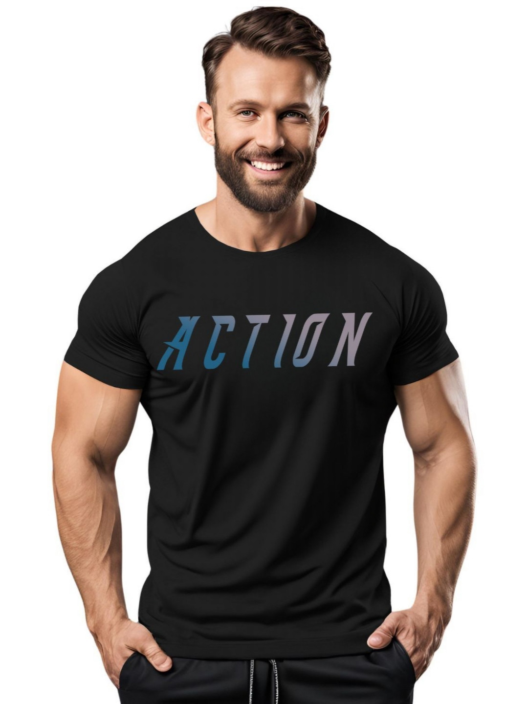 Men's Action Typography Muscle Fit T-shirt