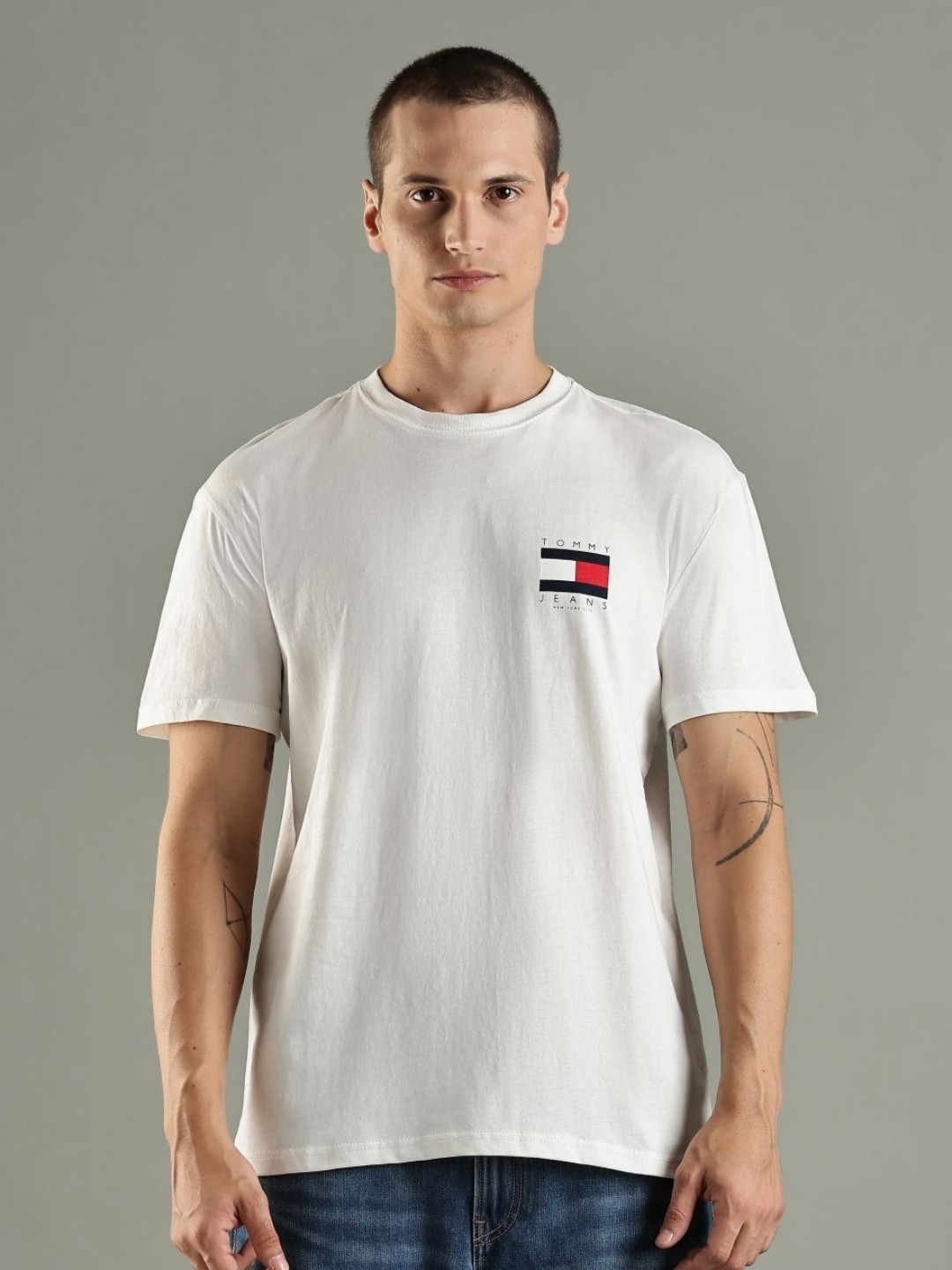 Tommy Hilfiger Brand Logo Printed Regular Fit Pure Cotton T-shirt