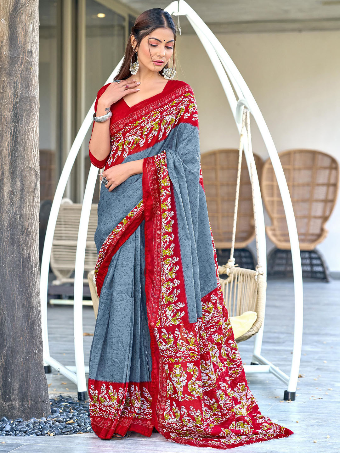 Pandadi Saree Batik Designer Block Print Sarees