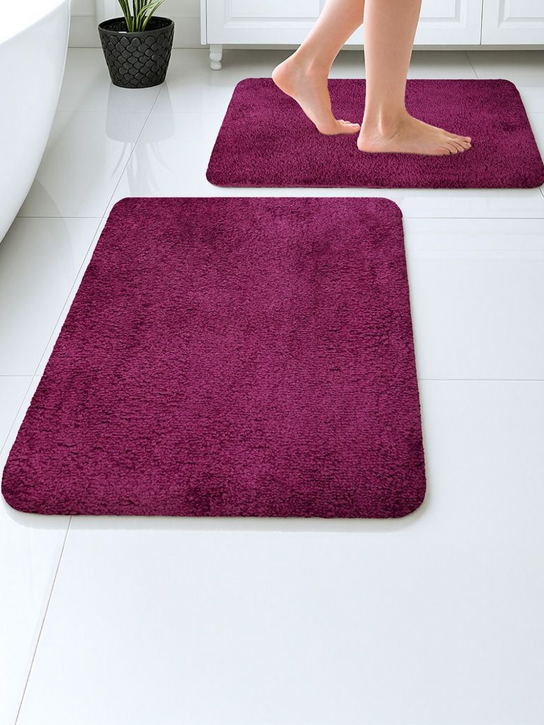 Pano Maples 2Pcs Purple Anti-Skid Super-Absorbent Quick-Drying 1200-GSM Bath Rugs