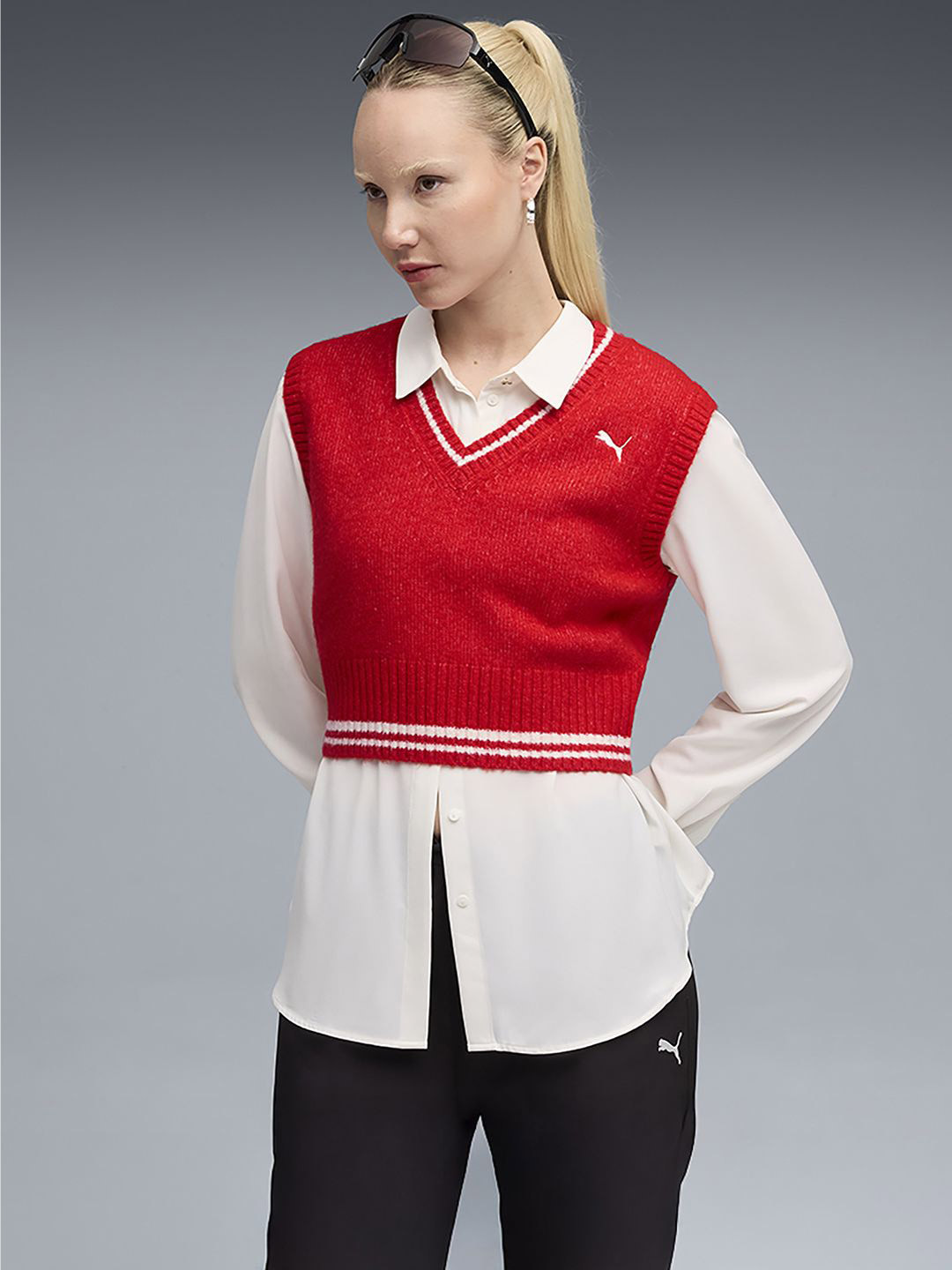 Puma Premium Essentials V-Neck Knit Sweater Vest