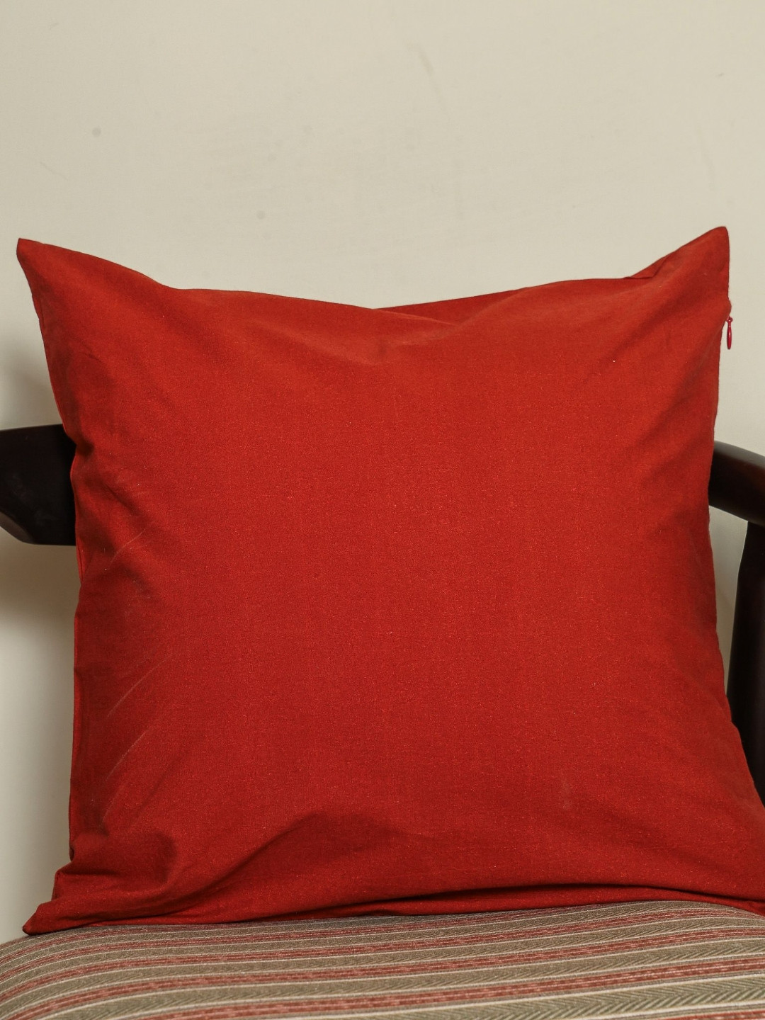 Sangria  Vintage Garden Red Cotton Square Cushion Cover