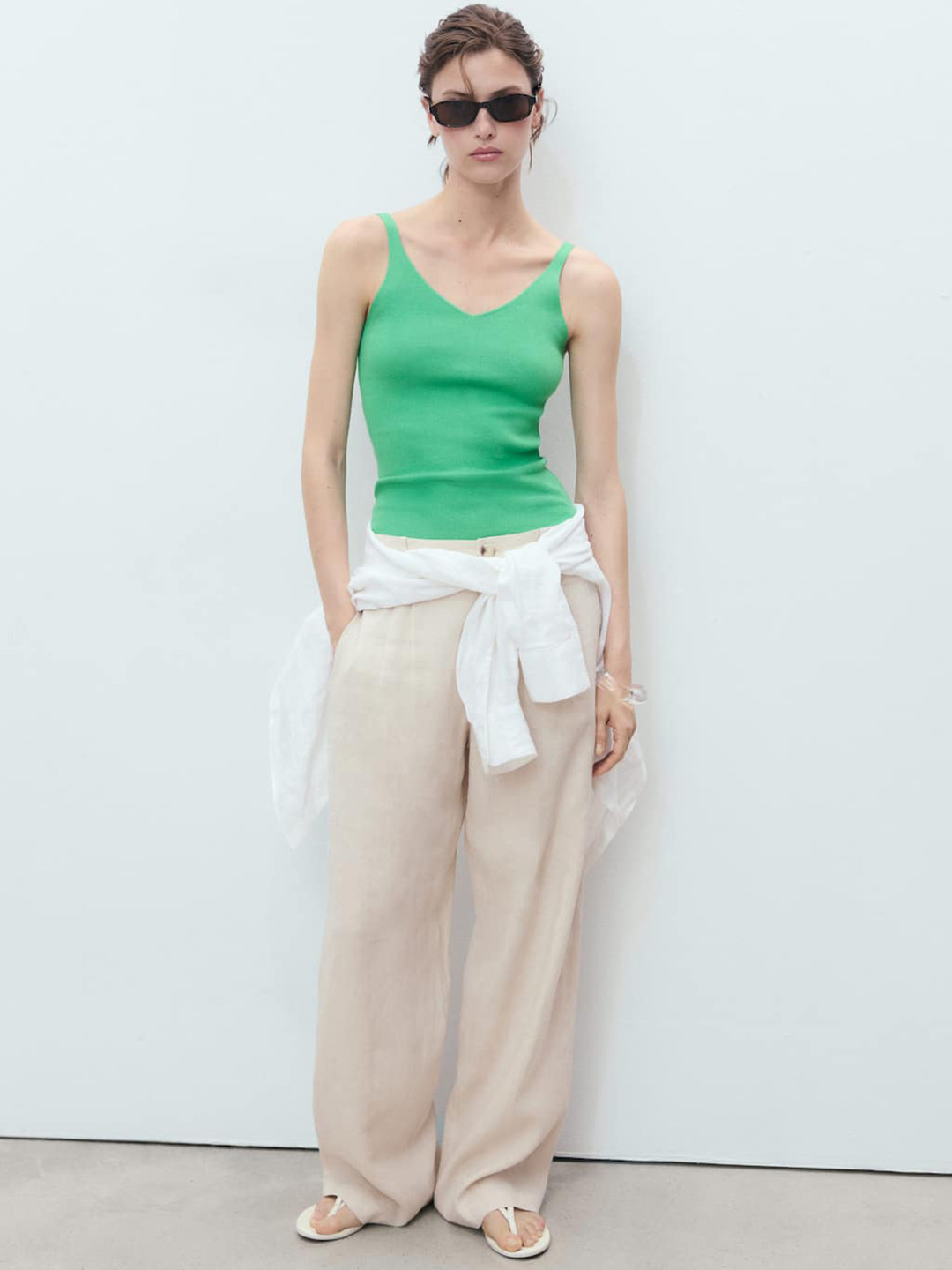 MANGO V-Neck Knitted Styled Back Top