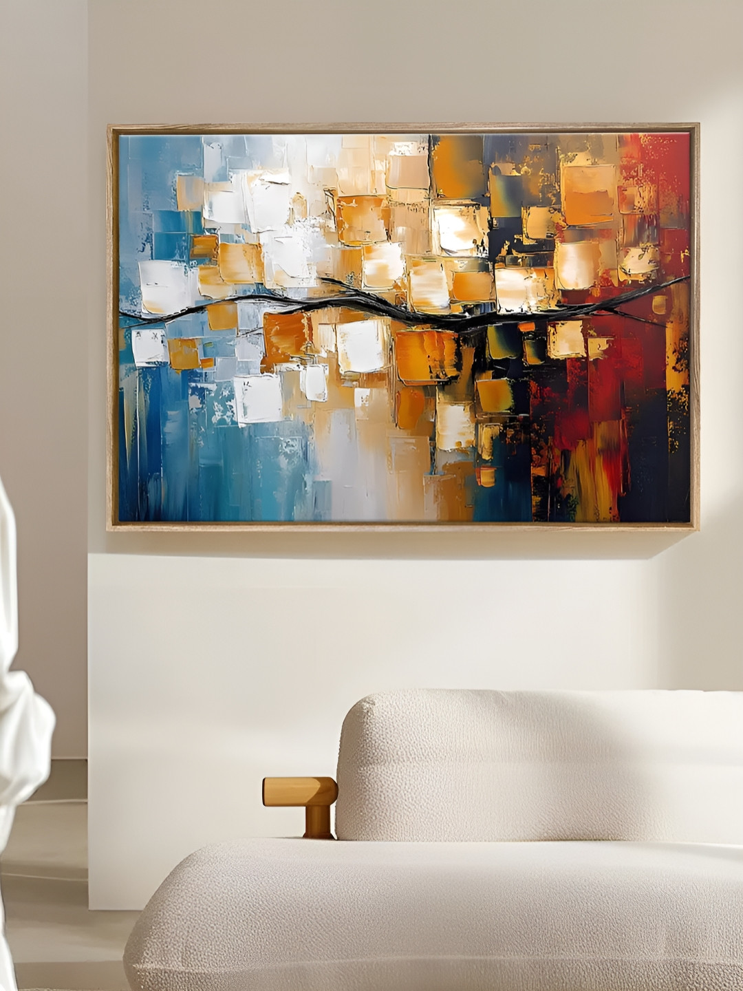 Art Street Multicolor Landscape Abstract Painting Branch of Tree Framed Canvas Wall Art