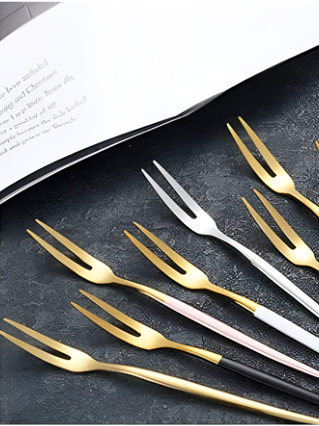 upkaranwale 3 Piece Grey & Yellow Stainless Steel Forks