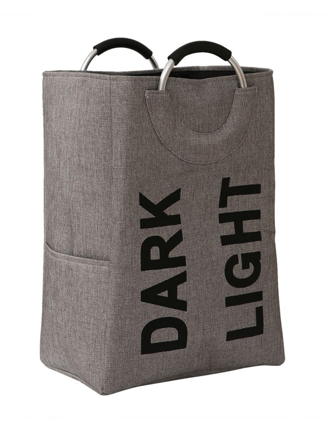 HOKIPO Grey & Black Printed Folding & Collapsible Storage Basket