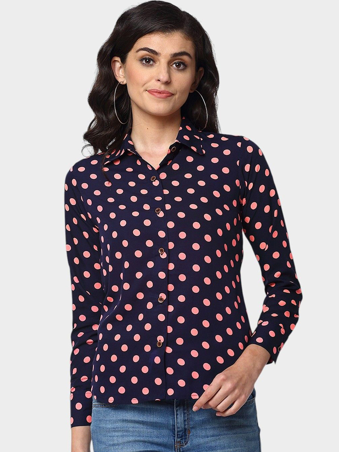 CORSICA Women Classic Polka Dot Printed Casual Shirt