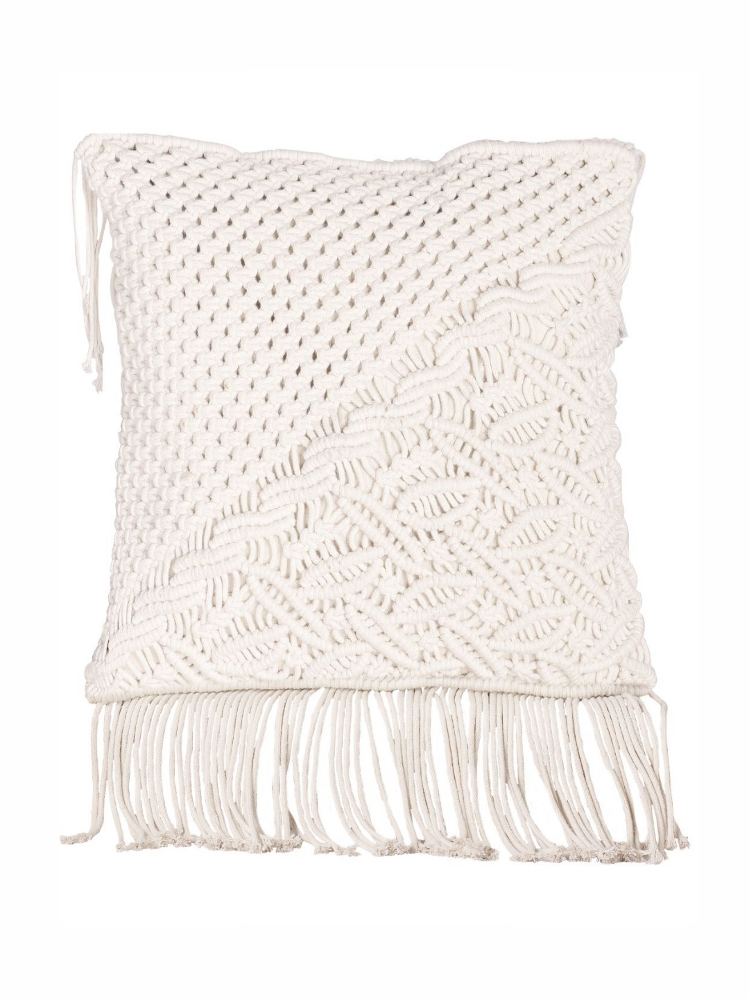 Decazone Cream-Coloured Geometric Rectangle Cotton Cushion Covers